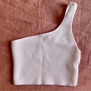 [SOLD] Babaton sculpt size M one-shoulder crop top in white